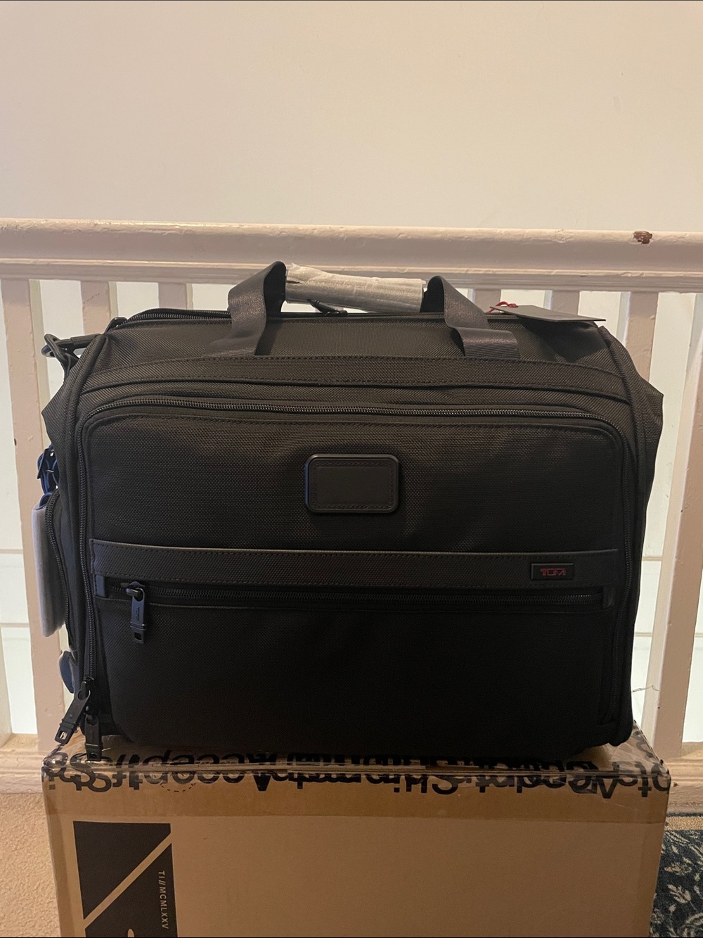 Tumi Black Duffel Bag with Top Handles